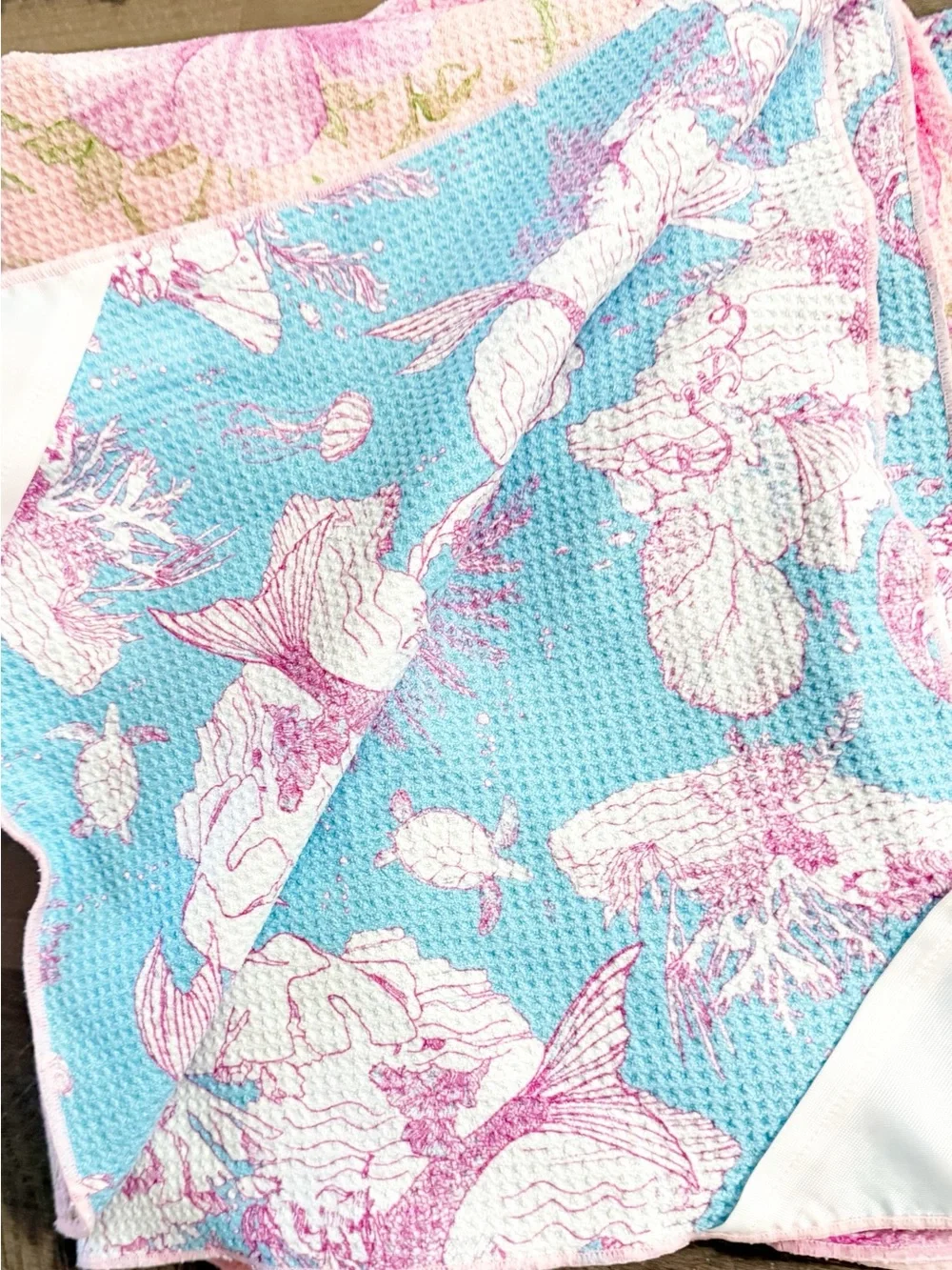 LoveShackFancy x Hurley Rectangle Waffle Sand-Free Reversible Towel 70” x 59”